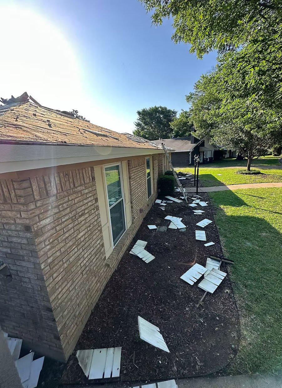 Commercial flat roof maintenance inspection on a Euless Texas business