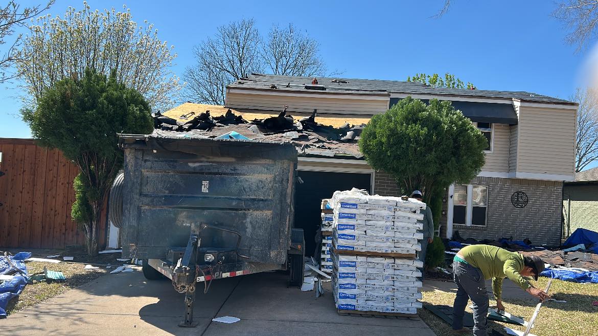 Hail damage assessment on a Mesquite Texas roof after a North Texas storm